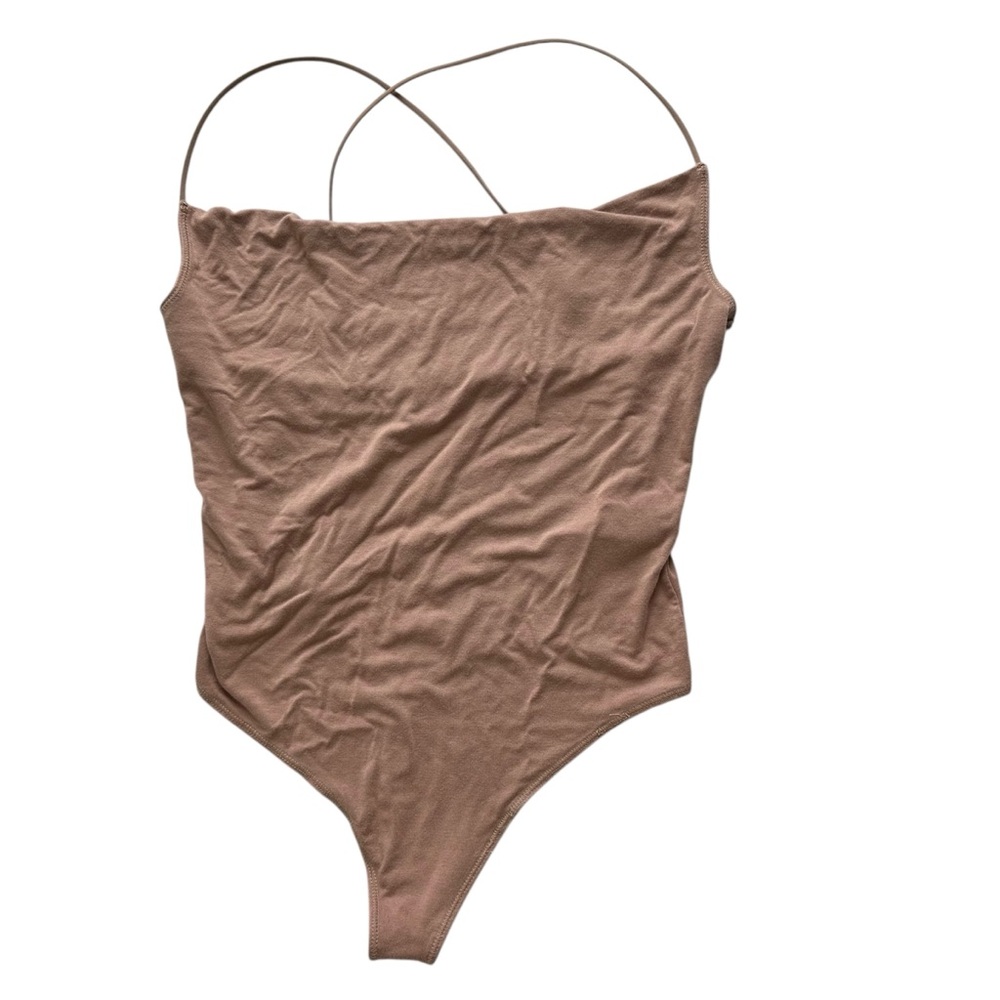 Abercrombie & Fitch Bodysuit Soft A&F Drapey Brown Medium Crisscross Back Straps - Picture 4 of 11